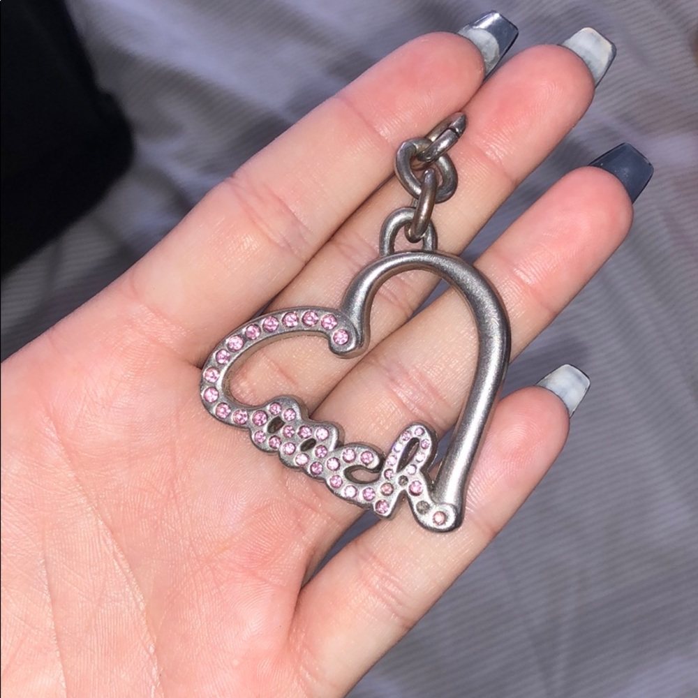 Coach pink rhinestone keychain